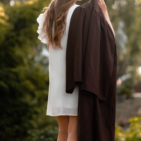 She + Sky - Women’s White Ruffle Sleeve Flowy Mini Dress (White, S) - Picture 3 of 3